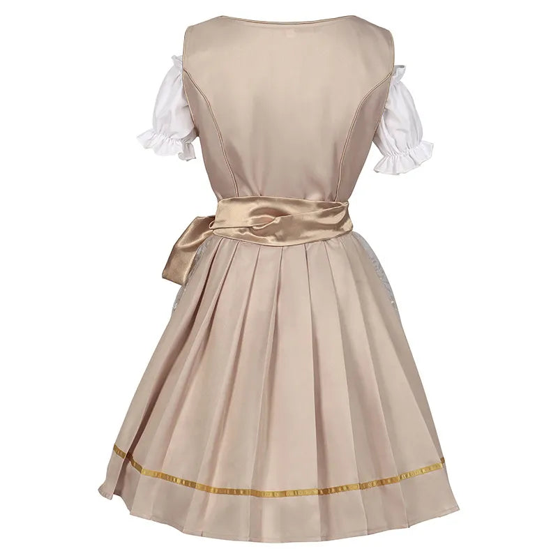Elegantes Damen Beige Oktoberfest Dirndl Kleid - Clara