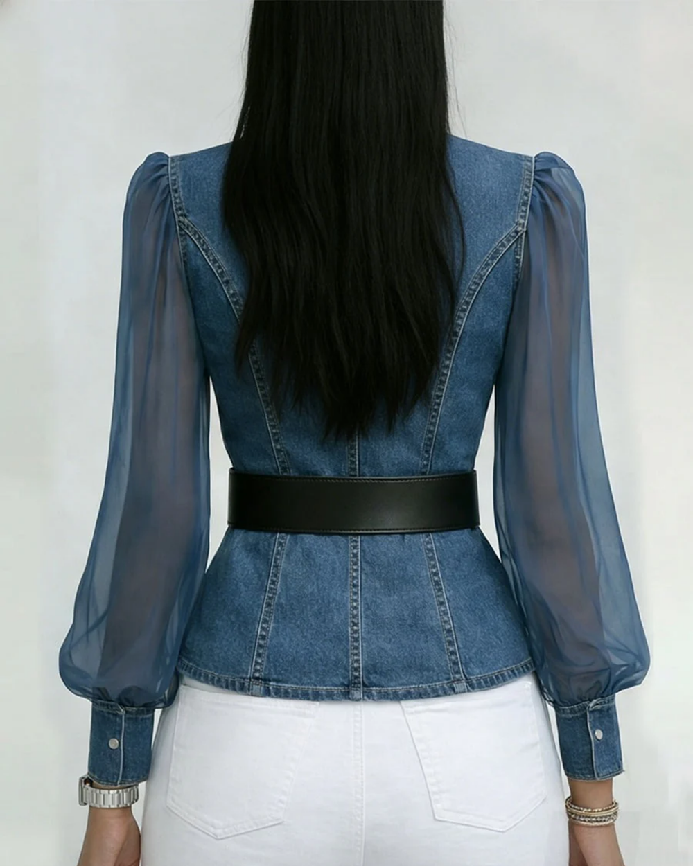 Vessa – Jeans-Top Mit Lappen ärmeln