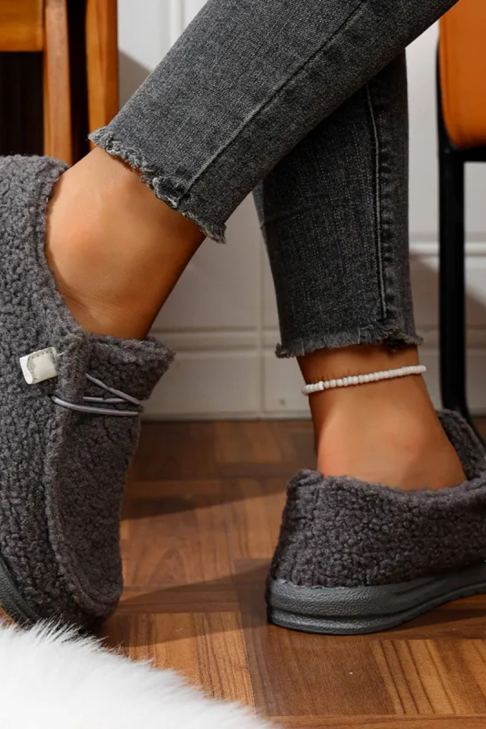 Winnie Warme Teddy Slippers | Grau
