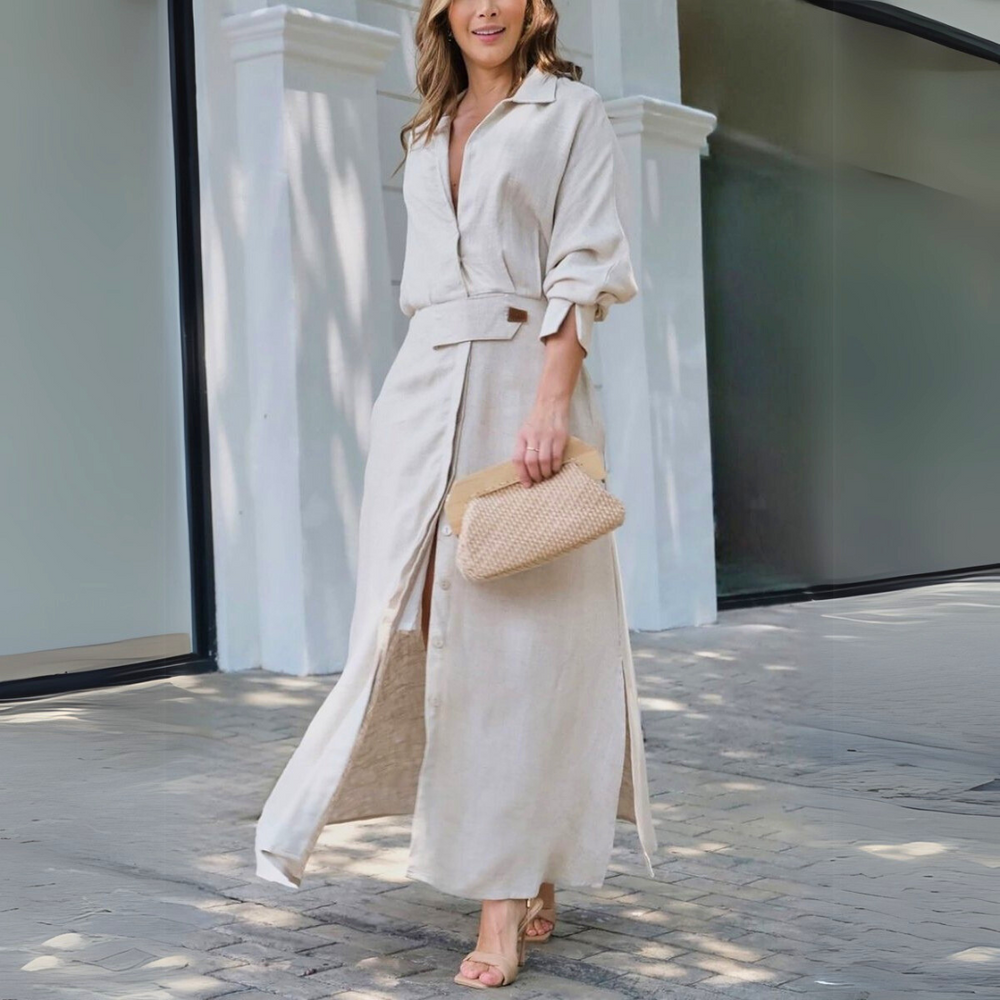 Damen Maxikleid mit V Ausschnitt