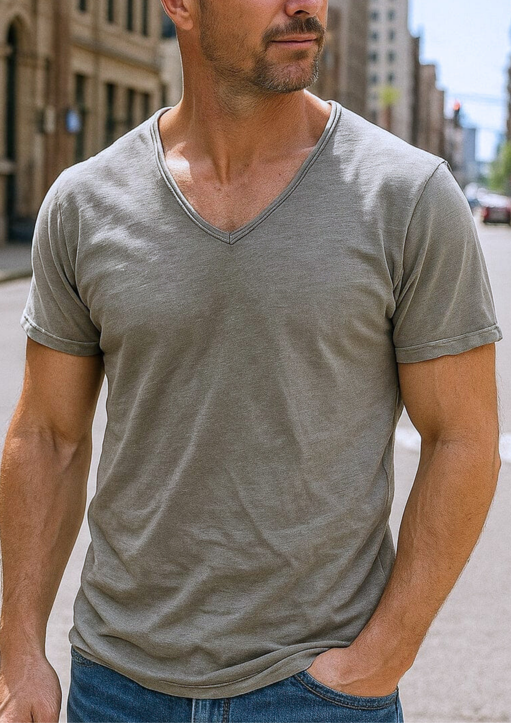 Jadrien Sunspel T-Shirt aus Bio-Baumwolle | Grau
