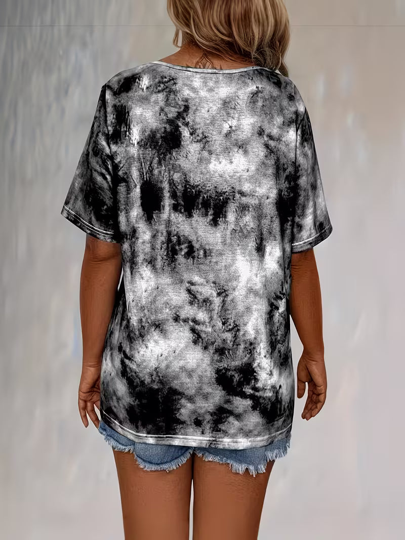 Rihanna – T-Hemd Mit V-Ausschnitt, Schnürung Und Tie-Dye-Optik