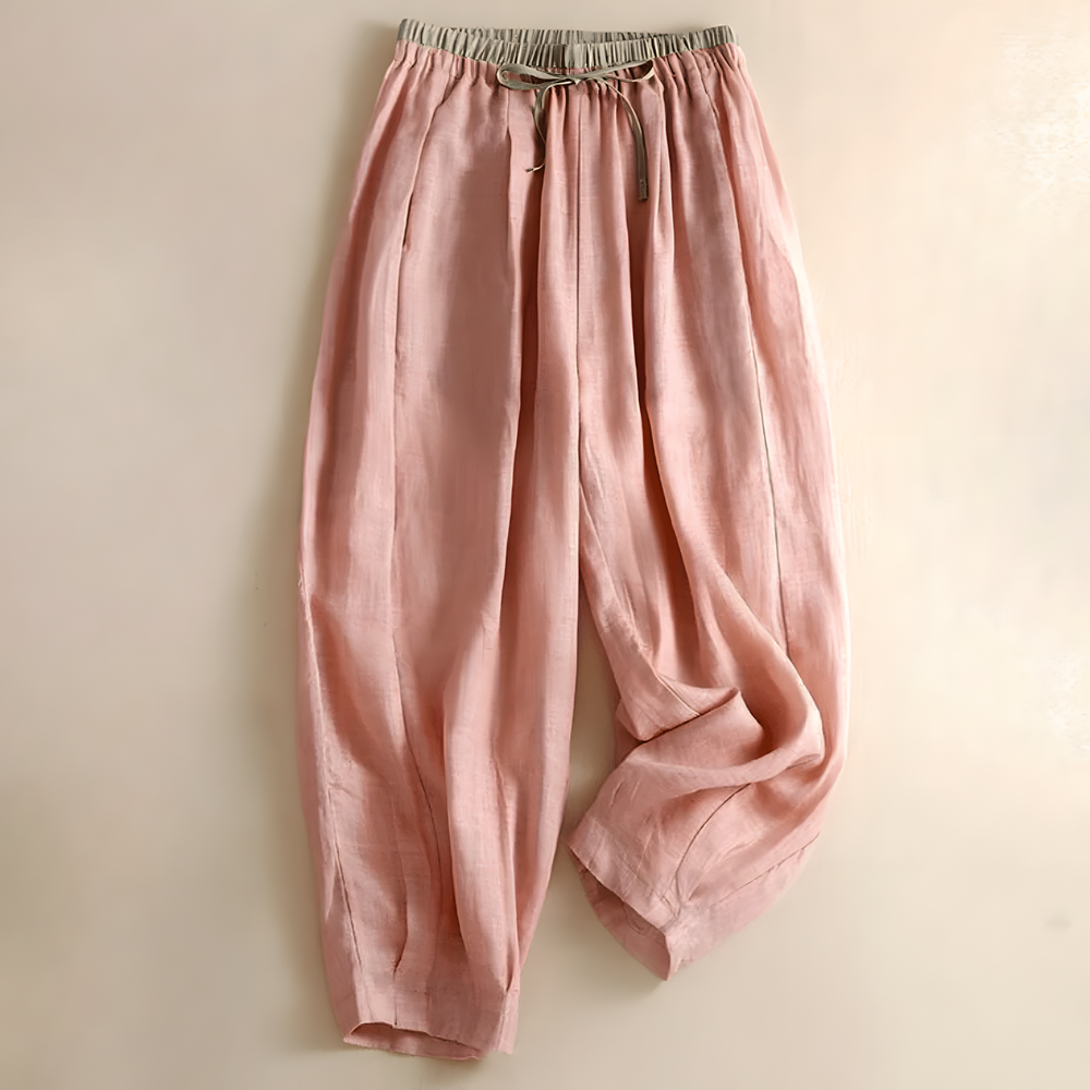 Paula | Bequeme Leinenhose Damen in zartem Rosaton