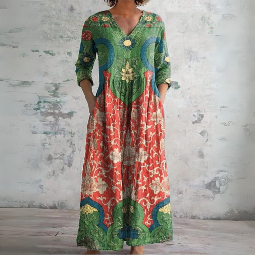 Judith | Vintage Maxi Kleid mit Blumenmuster