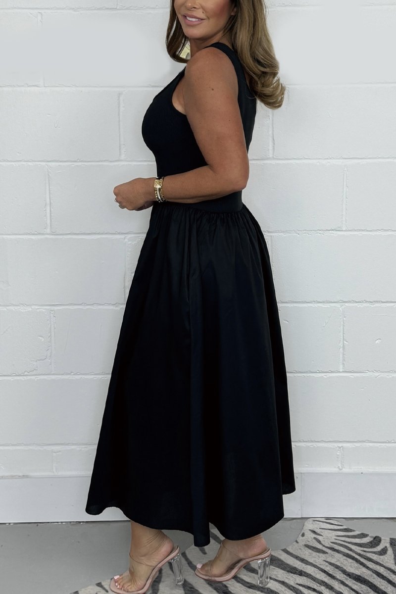 Stylisches ärmelloses A-Linien-Kleid mit quadratischem Ausschnitt