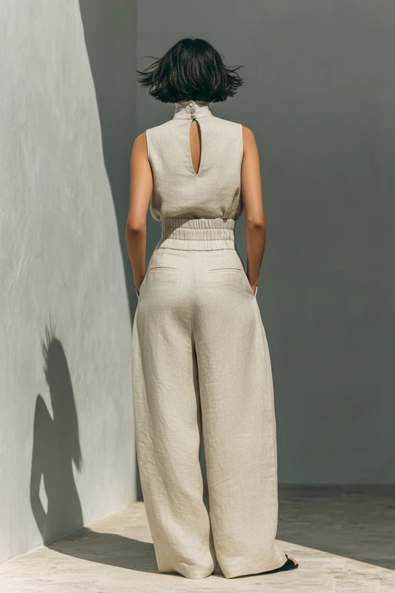 Nerina - Ärmelloser Jumpsuit mit weitem Bein