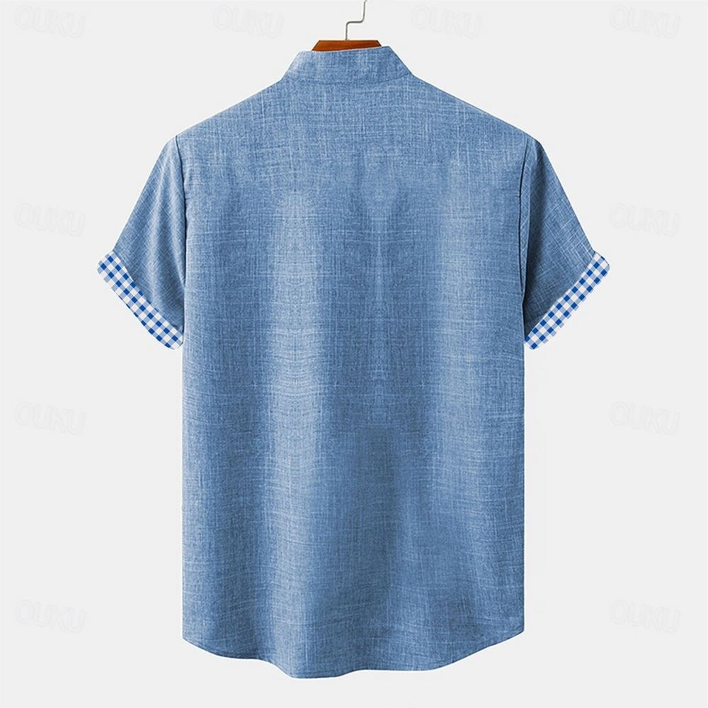 Jhon | Herren hemd Kurzarm Gingham-Kontrast Sommer