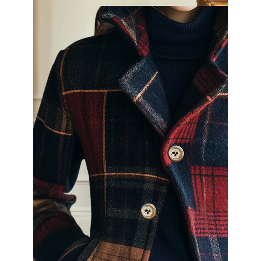 Mara | Damen Wolljacke zeitlos kariert modern gestaltet