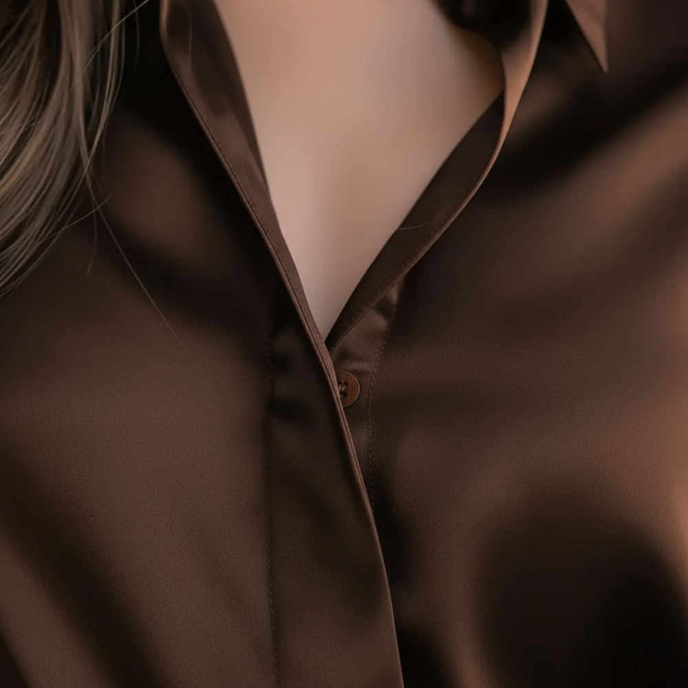 Damen Satinbluse mit Langarm