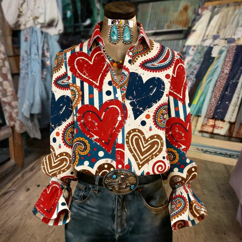 Glykeria – Vintage Hemd Mit Herzmuster