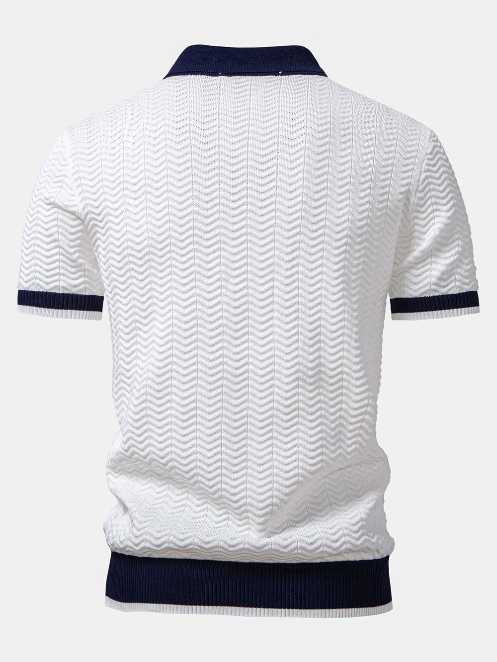Arleno - Strukturiertes Strickpoloshirt mit V-Ausschnitt