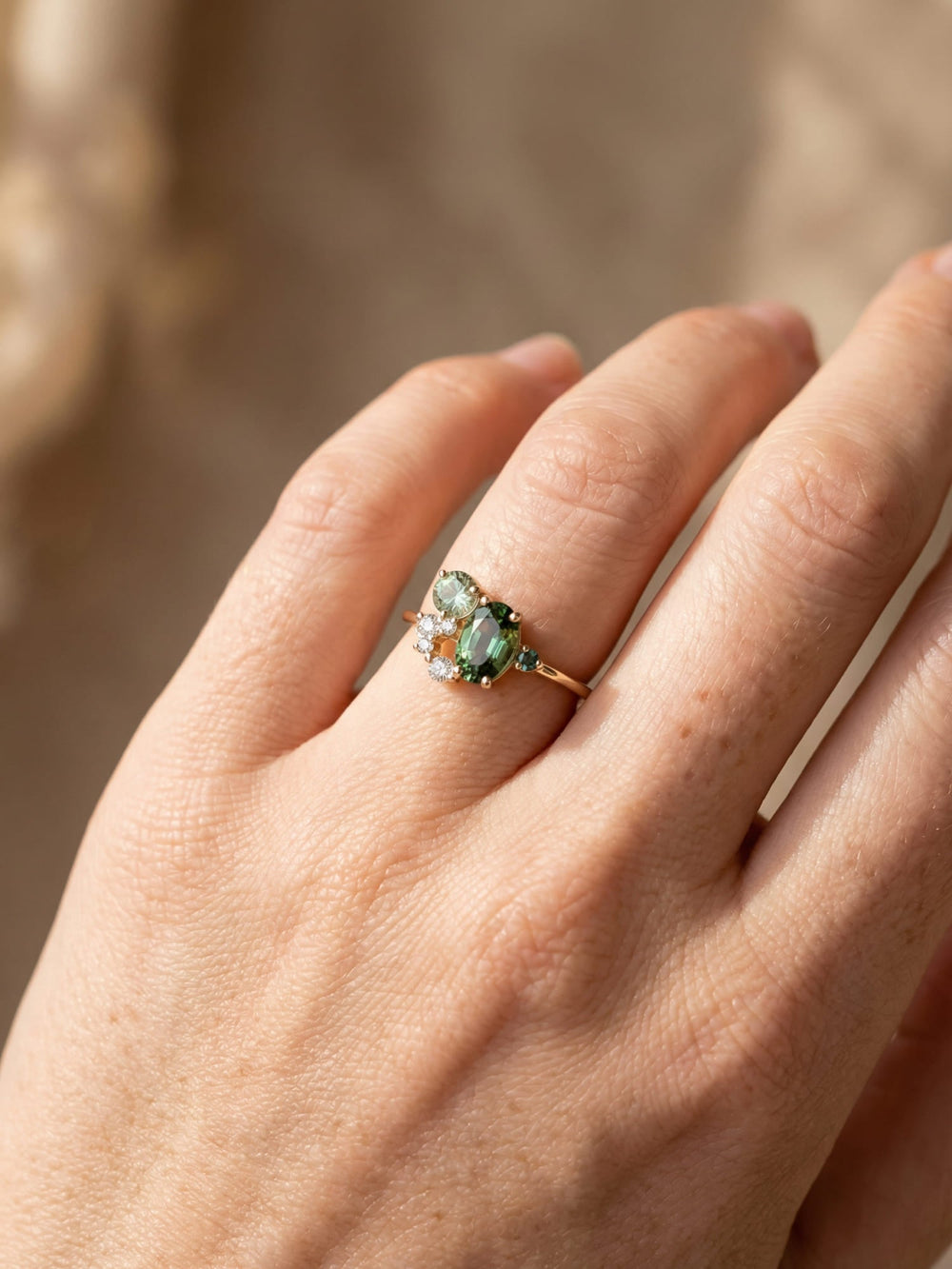 Natürlicher Peridot mit Zirkonring – Selene