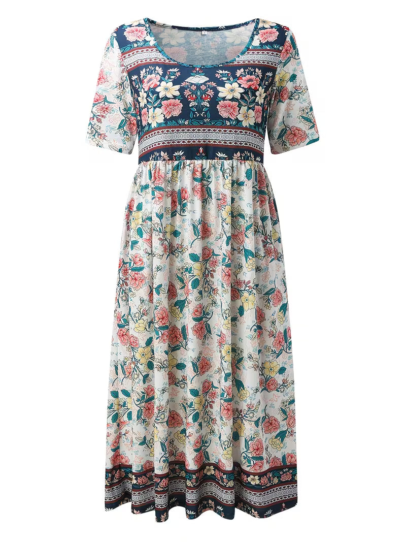 Lisan – Kleid mit Vintage-Blumenmuster und Tasche