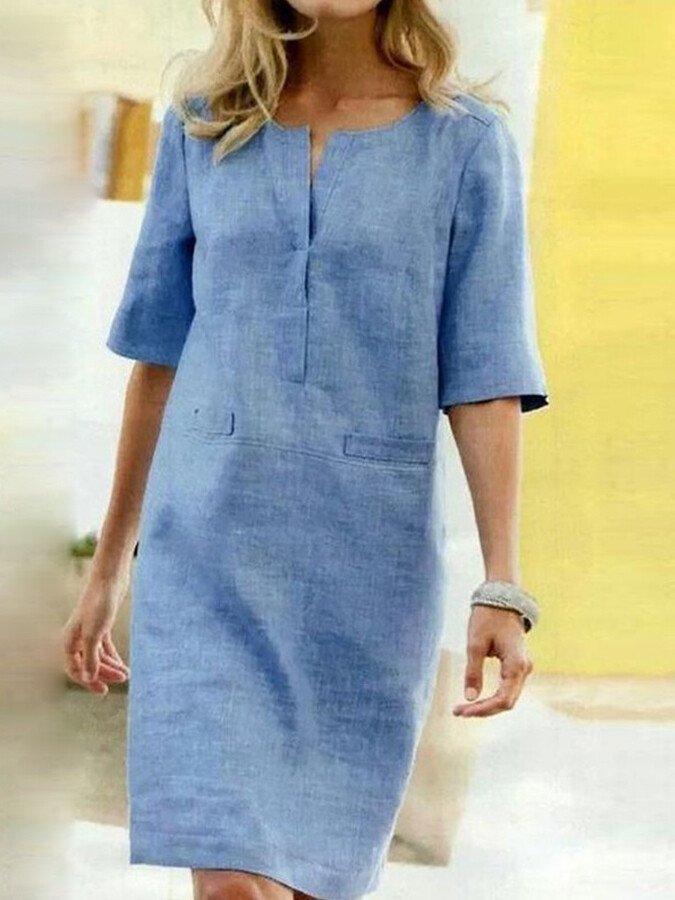 Rieke – Sommerliches Shiftkleid mit V-Ausschnitt