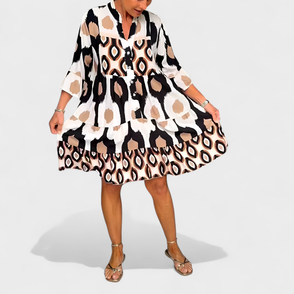 Suciana – Boho Drucken Kleid mit V-Ausschnitt