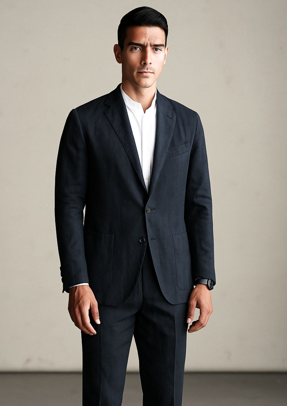 Zephyr Elegantes Leinen-Set für Herren | Dunkelblau