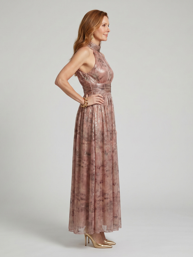 Imogen | Ärmelloses Midi-Kleid mit strukturiertem Finish