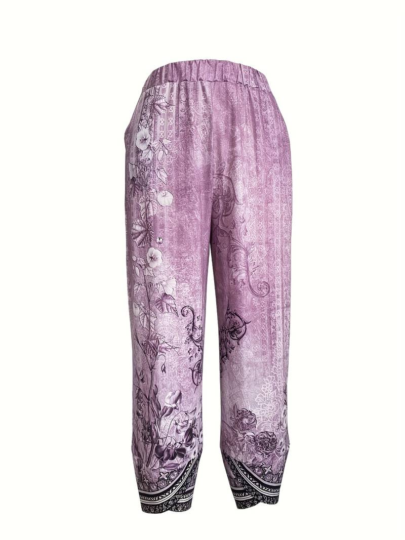 Thimasha - Caprihose Im Vintage Blumenmuster Mit Elastischem Bund