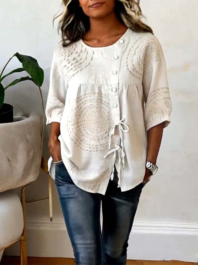 Hydda – Bestickte Bluse Mit Knöpfen Vorne
