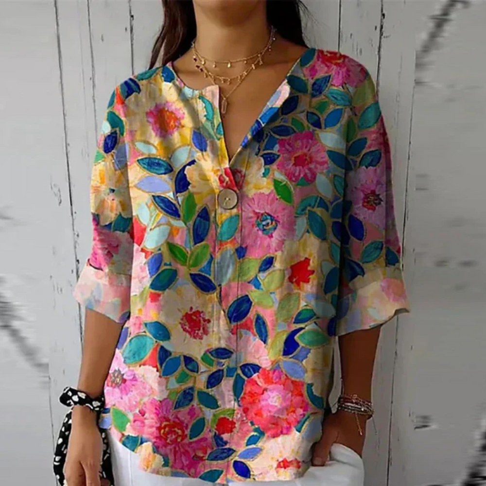 Damenbluse mit Blumenmuster und langen Ärmeln