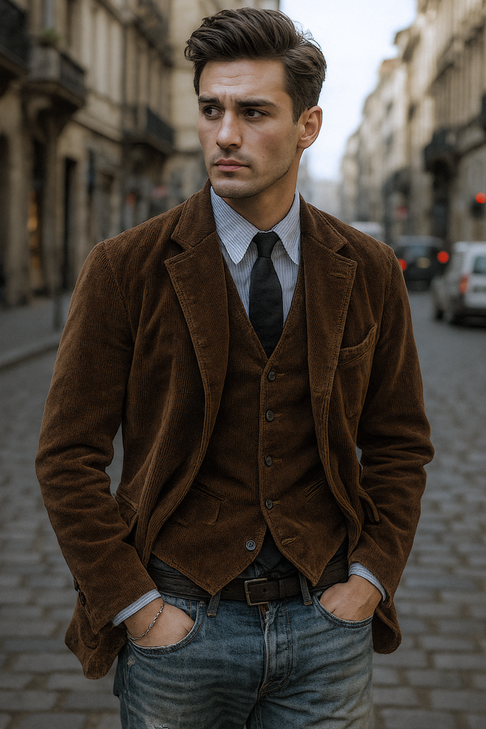 Jory Vintage Weste & Jacke | Braun
