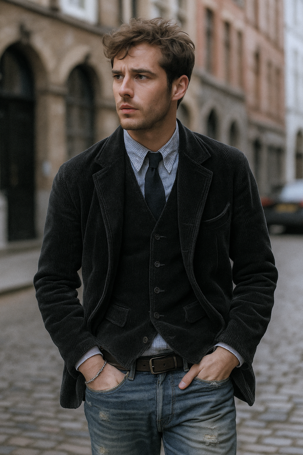 Jory Vintage Weste & Jacke | Schwarz