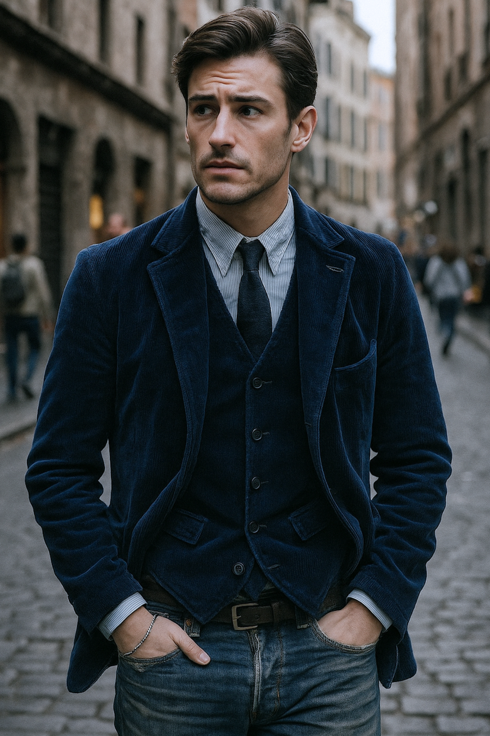 Jory Vintage Weste & Jacke | Blau