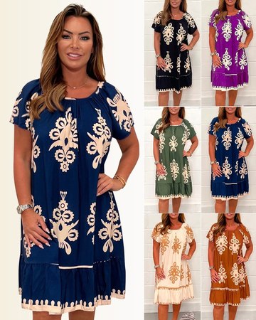 Ranee - Kleid Mit Geometrischem Muster Und Quadratischem Ausschnitt