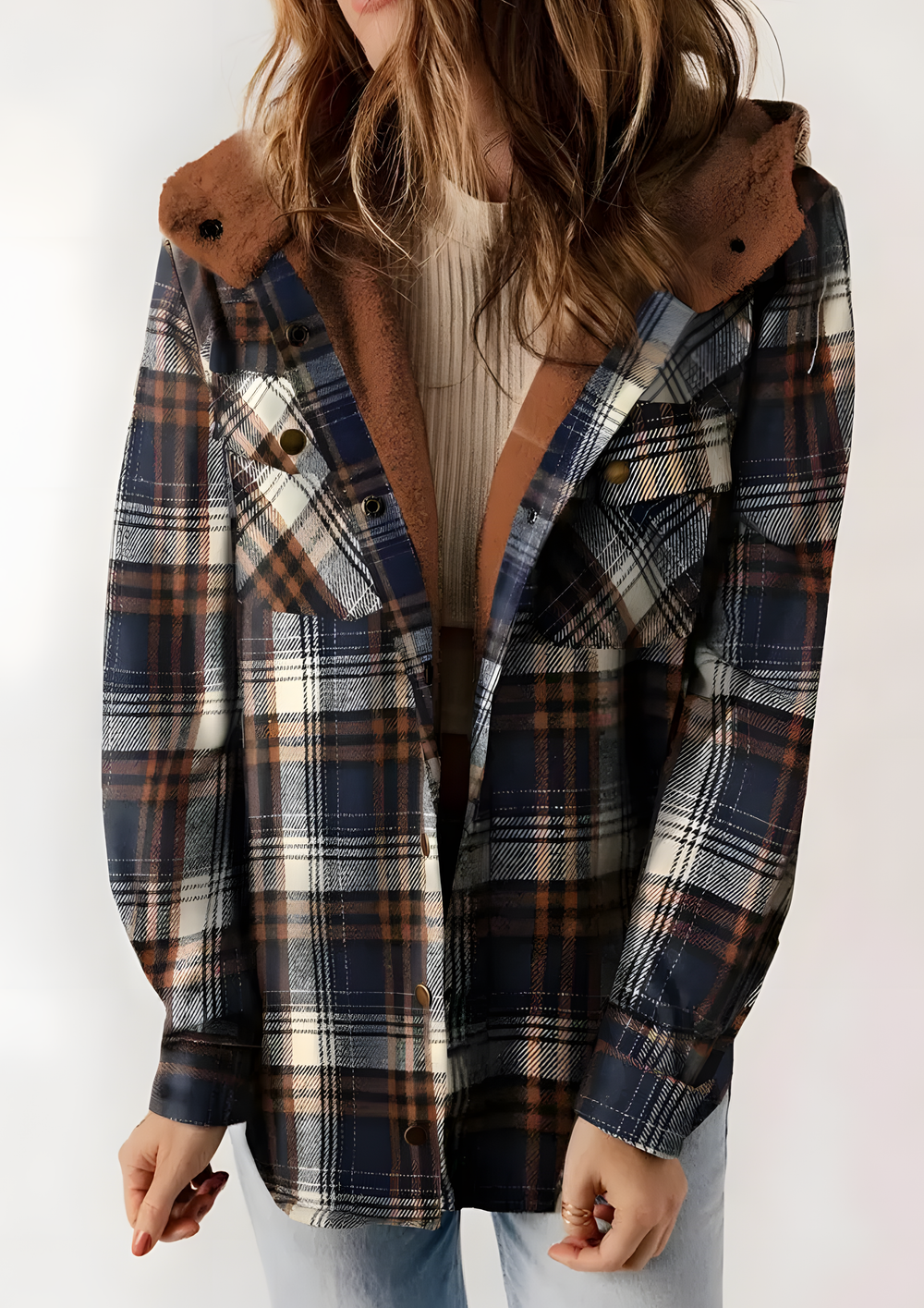 Yseldis Kariert gefütterte Fleece-Jacke | Blau