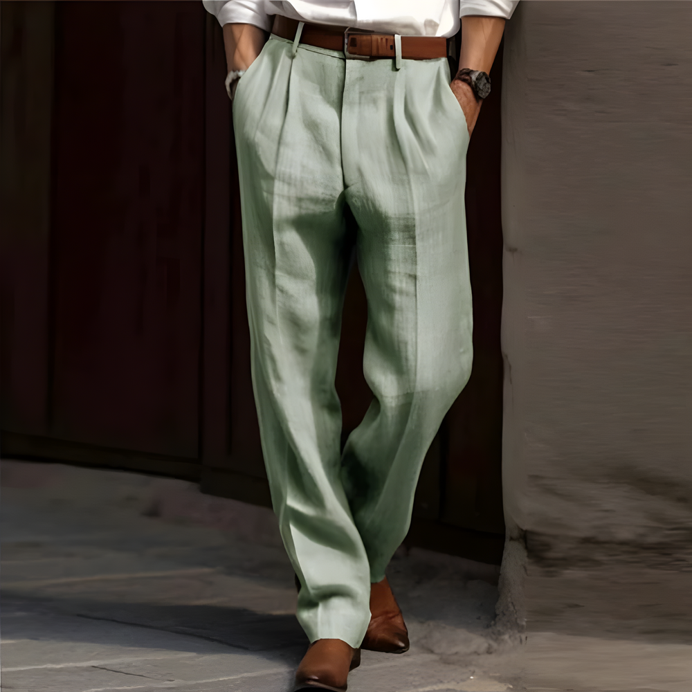 Alvric Klassische Leinenhose | Grün