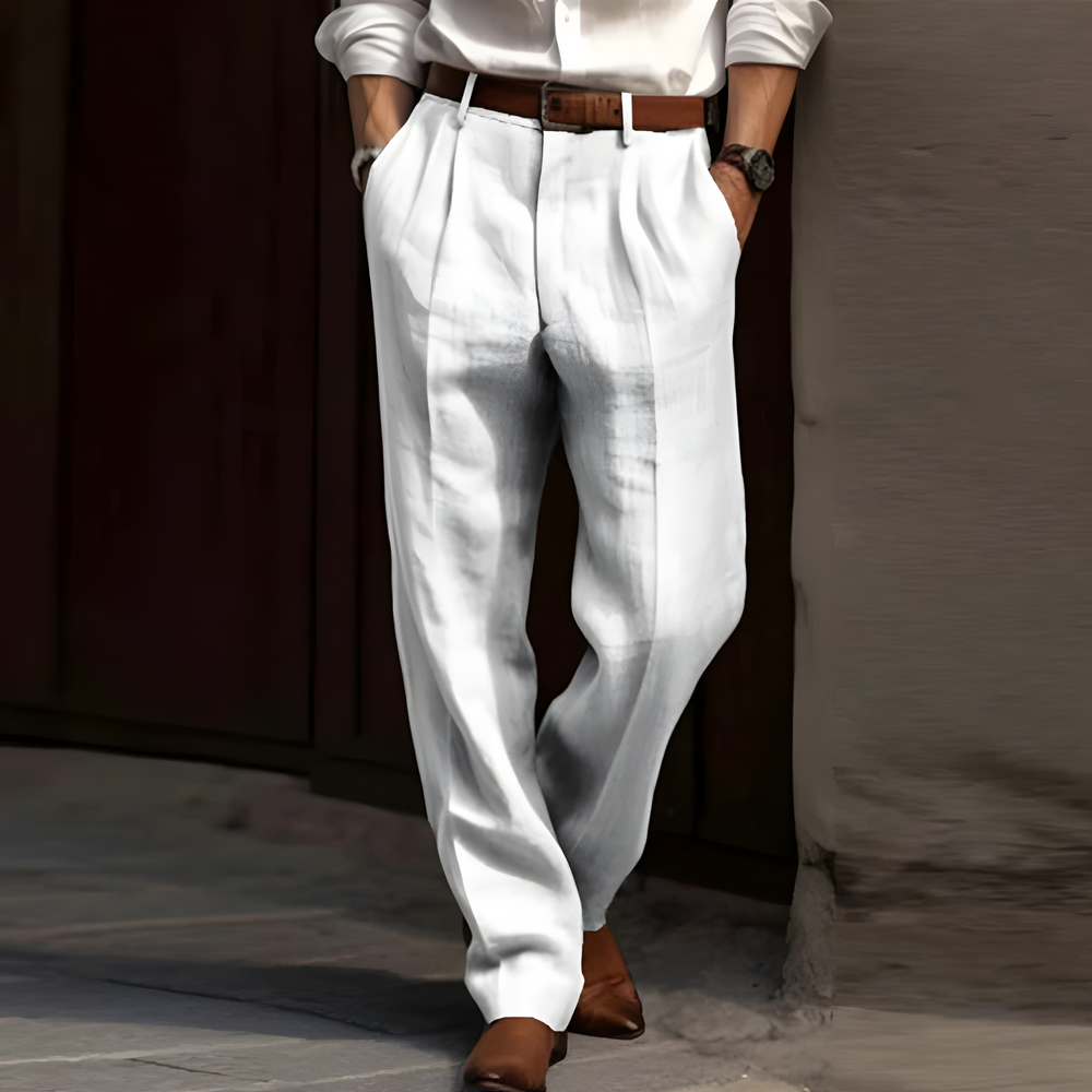 Alvric Klassische Leinenhose | Weiß