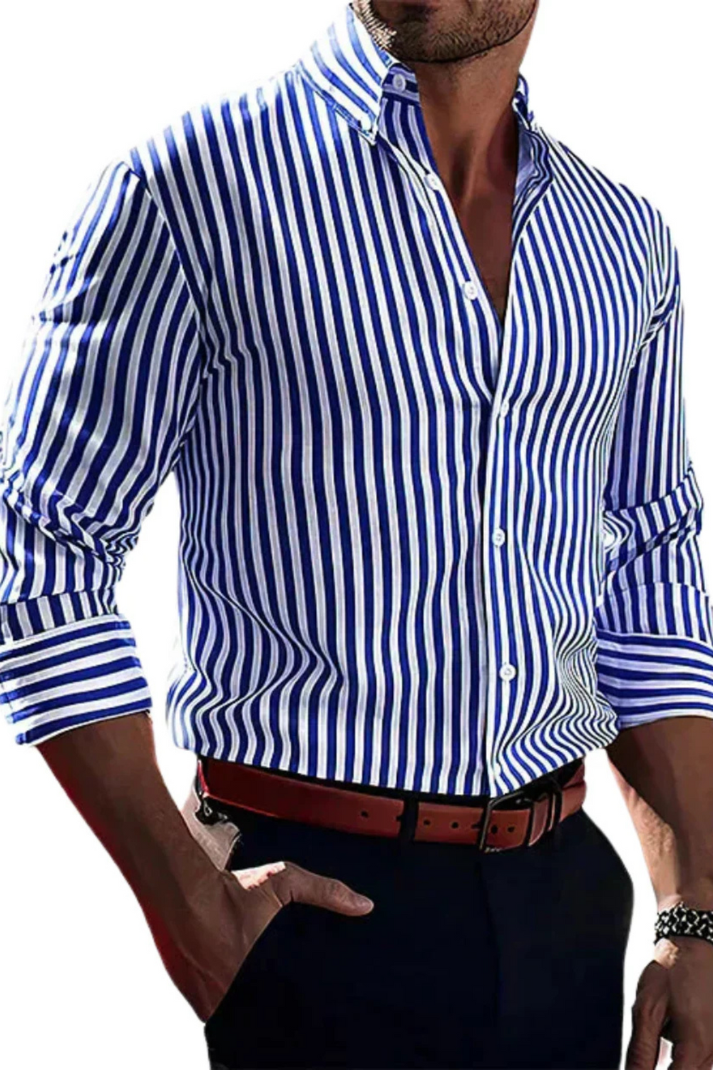 William Elegantes Gestreiftes Hemd | Blau