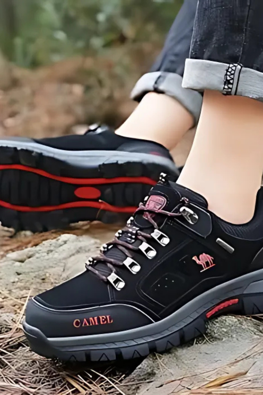 Amelio Innovative Wanderschuhe | Schwarz Rot