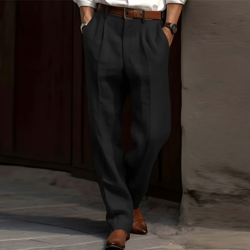 Alvric Klassische Leinenhose | Schwarz