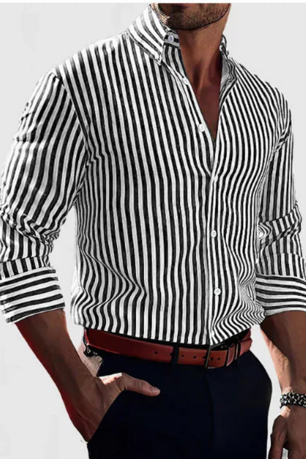 William Elegantes Gestreiftes Hemd | Schwarz