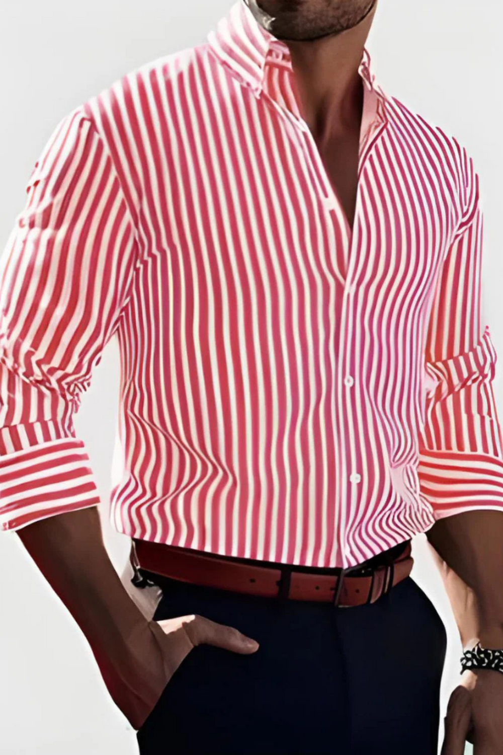 William Elegantes Gestreiftes Hemd | Rosa