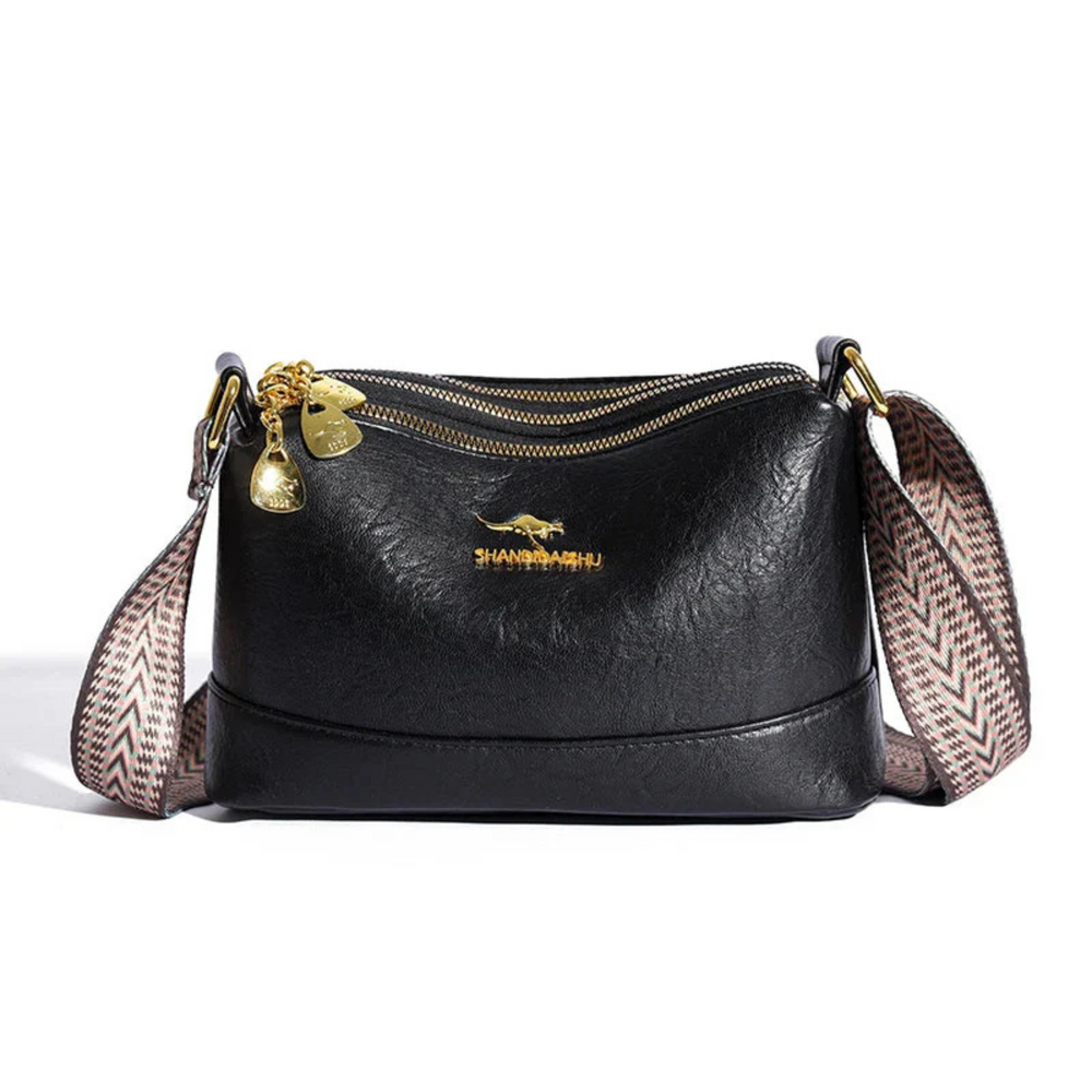 Nyra Elegante Schultertasche aus Leder | Schwarz