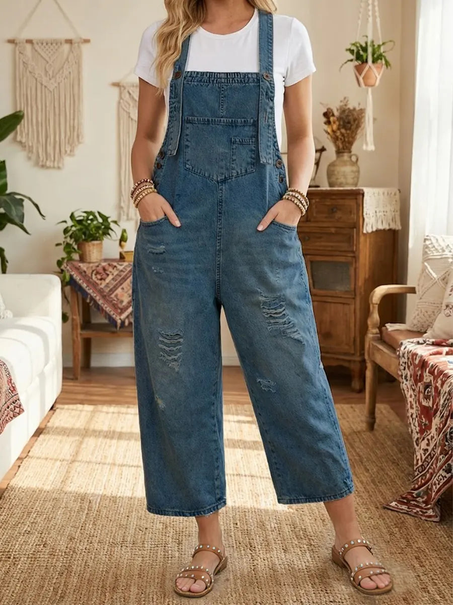 Aurevia | Denim Latzhose im Vintage-Look