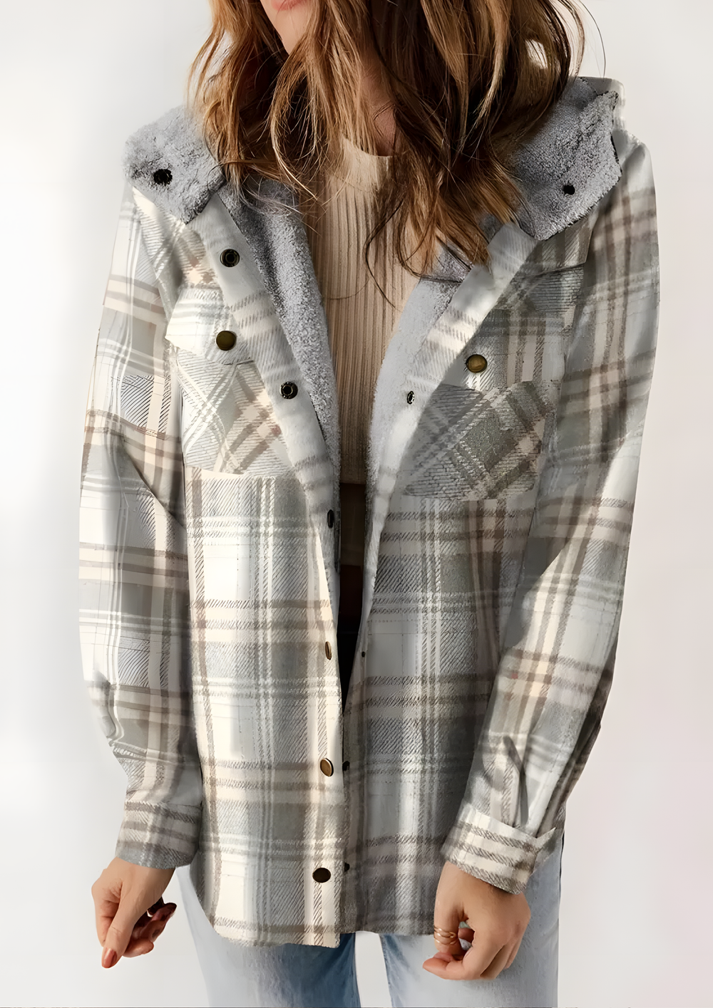 Yseldis Kariert gefütterte Fleece-Jacke | Grau