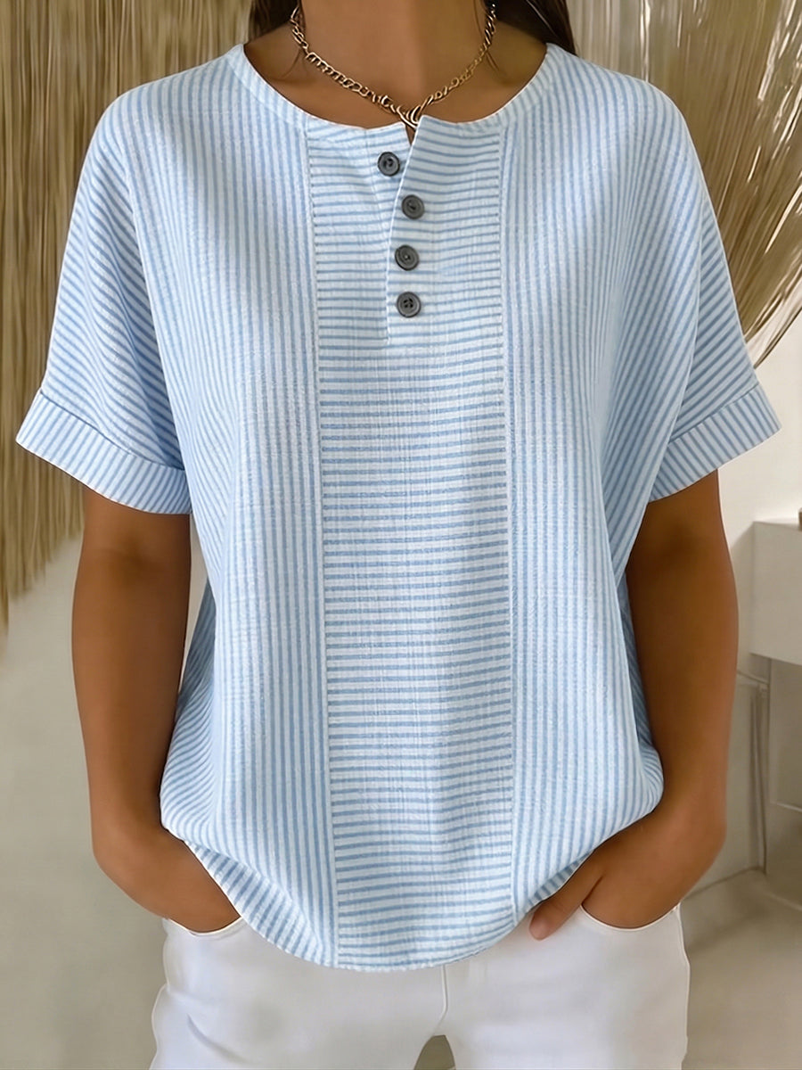 Selvara - gestreifte Bluse mit Knopfdetails