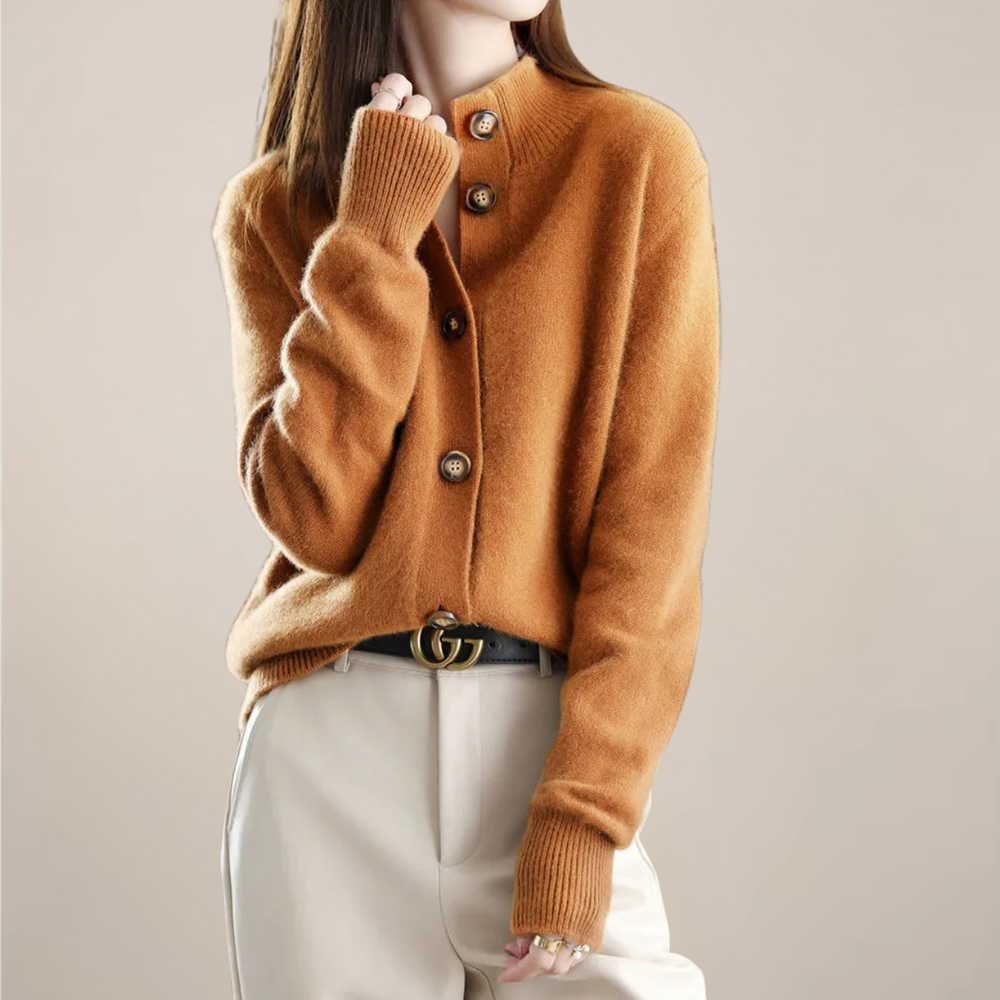 Angela | Damen Frühlings Cardigan Mit Kragen Und Knöpfen