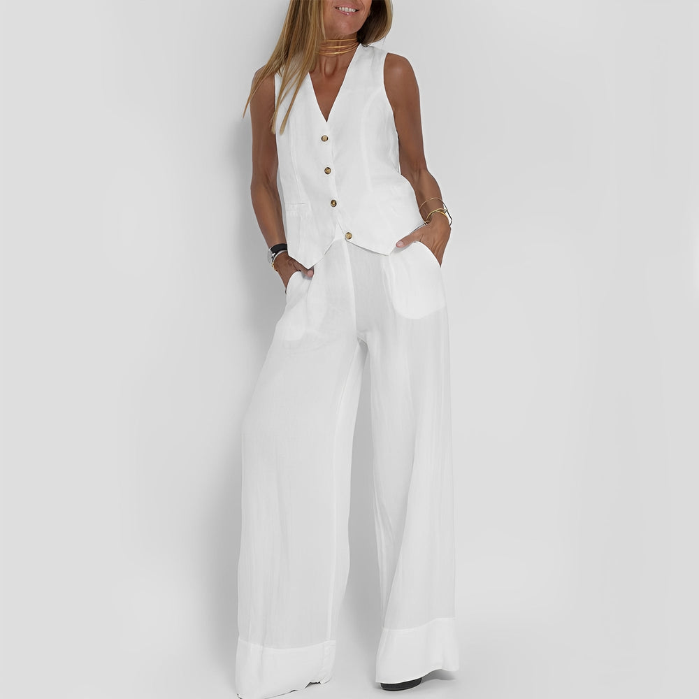 Joan - Lässiges, ärmelloses Set mit weitem Bein für Damen