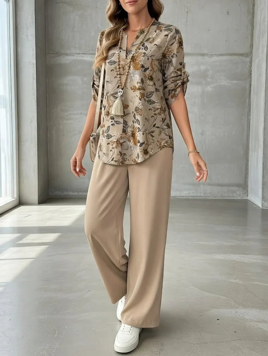 Kresimira – Elegantes Zweiteiliges Set Mit Blumen Muster