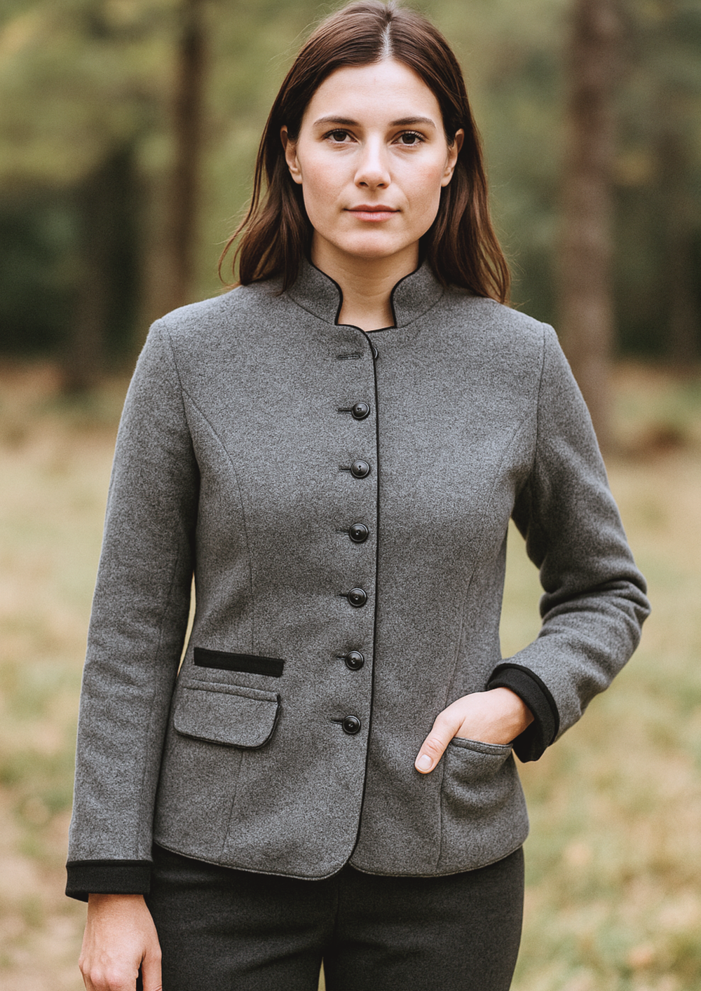 Solé Elegante kurze Jacke mit Taschen | Grau