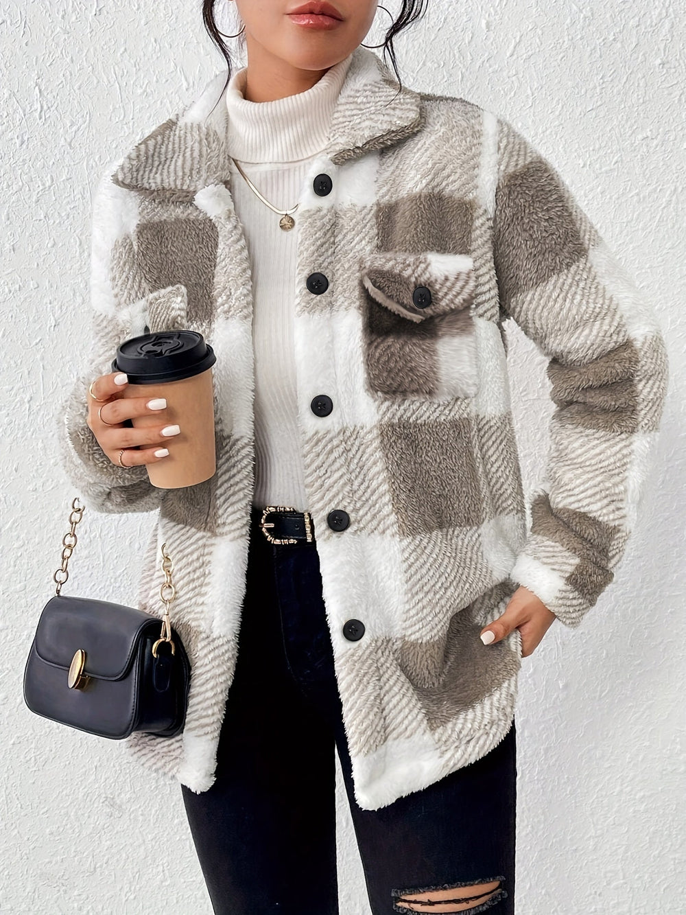 Elisa | Kuschelige Karo Fleecejacke Damen Stil