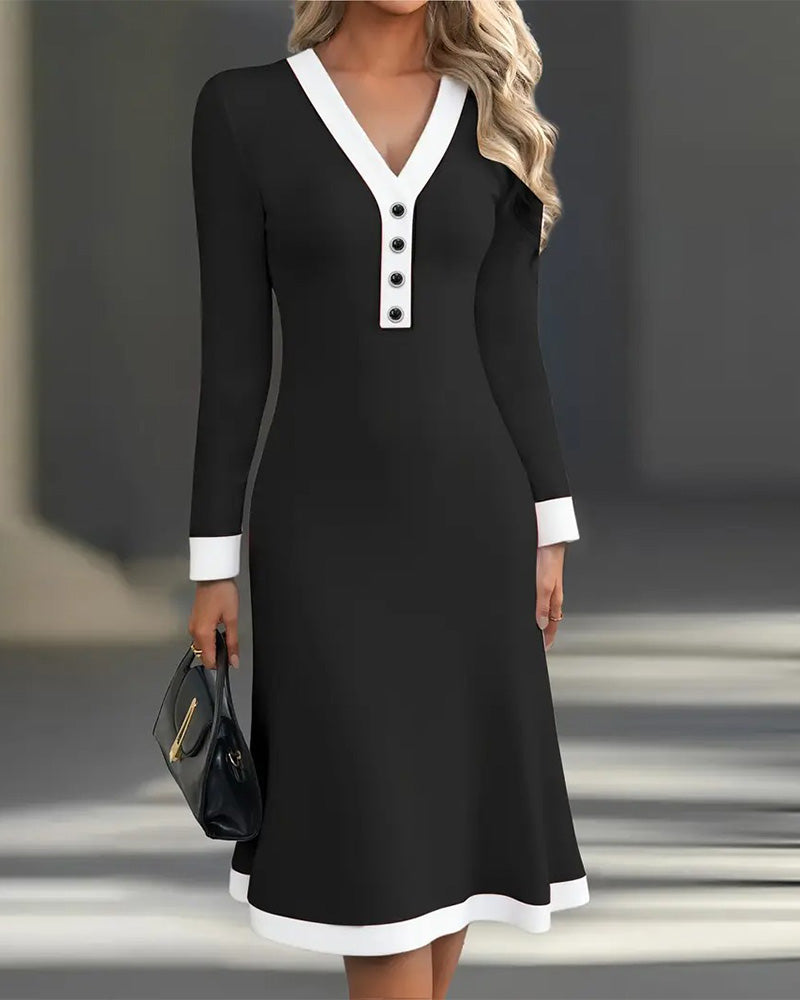 Seleneva - Soft-Touch Midikleid mit V-Ausschnitt