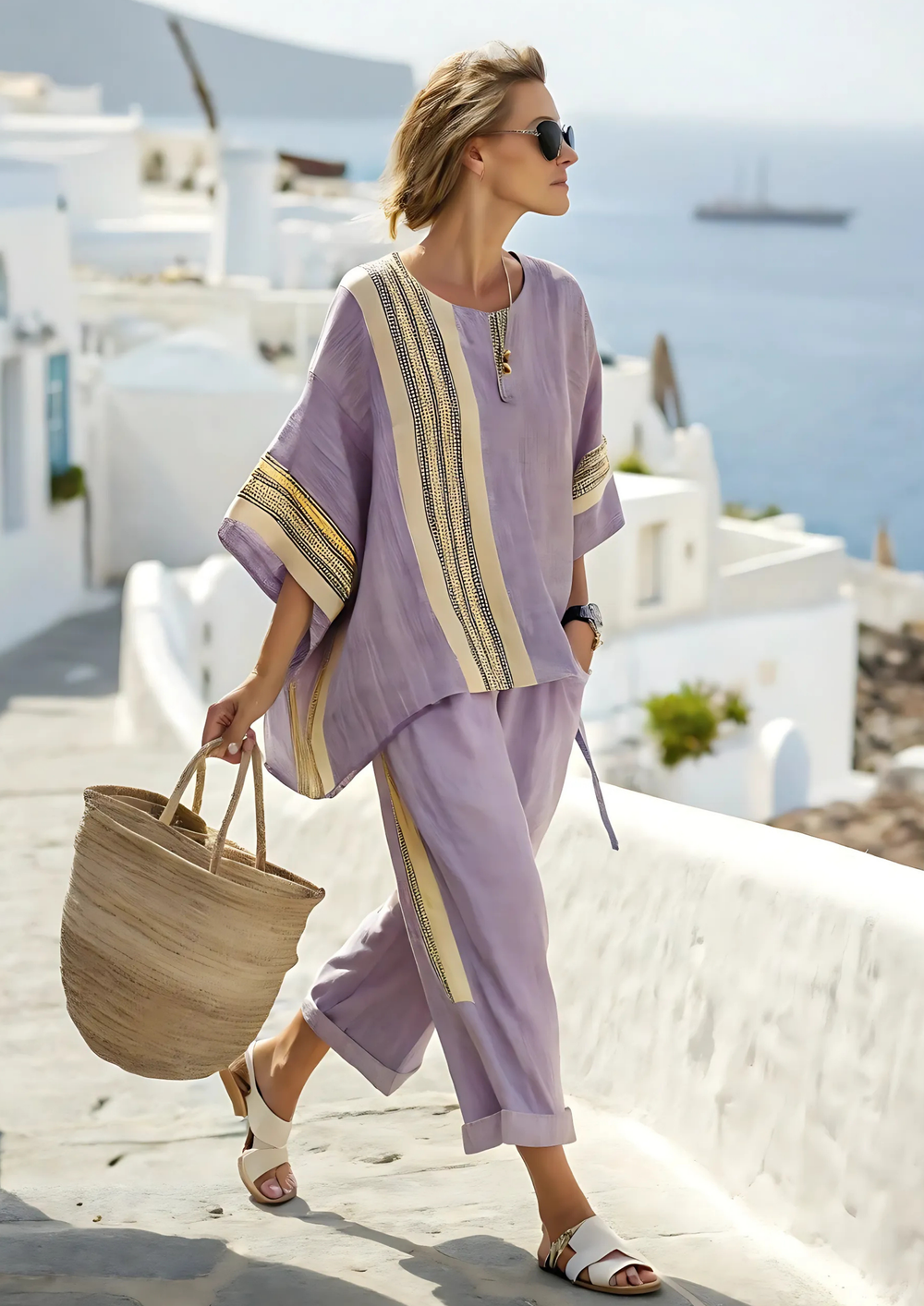 Teya Elegantes lockeres Maxi-Kleid | Lila