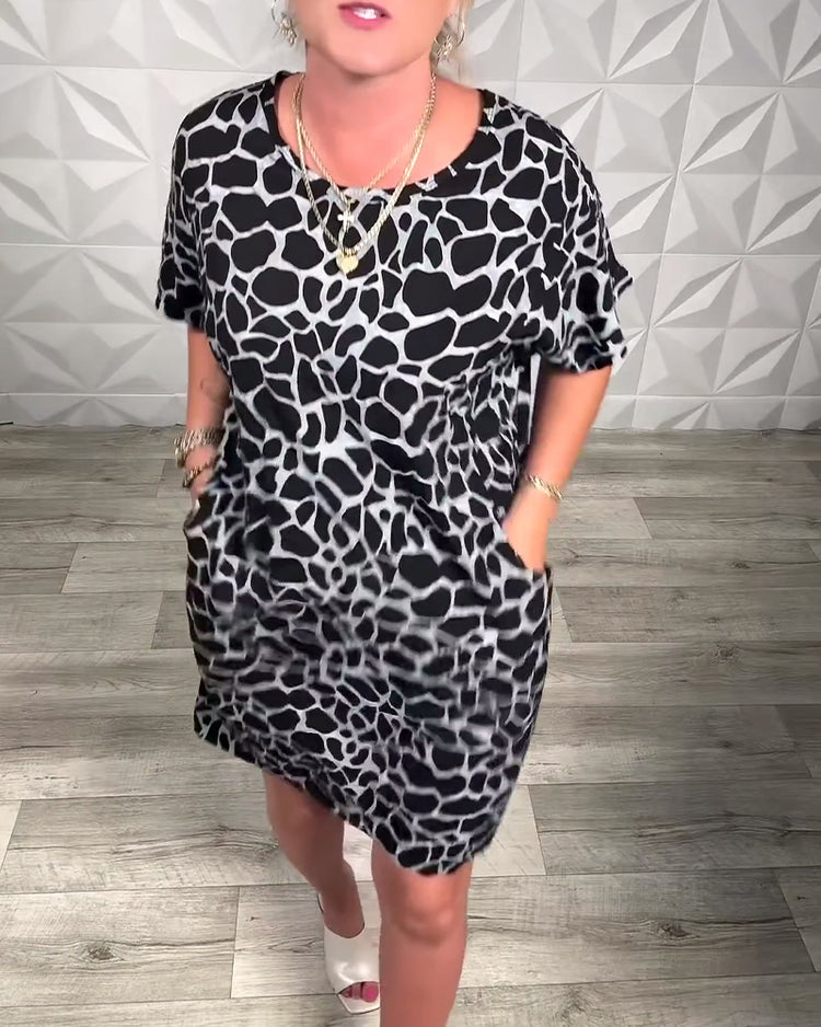 Salvinia - Lässiges Kleid Mit Rundhalsausschnitt Und Drucken