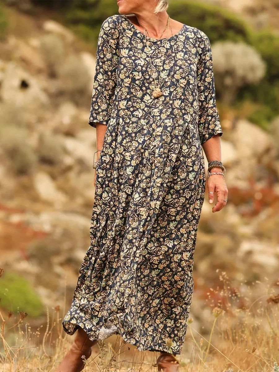 Noellaa – Bequemes Plissee-Kleid aus Baumwolle Und Leinen