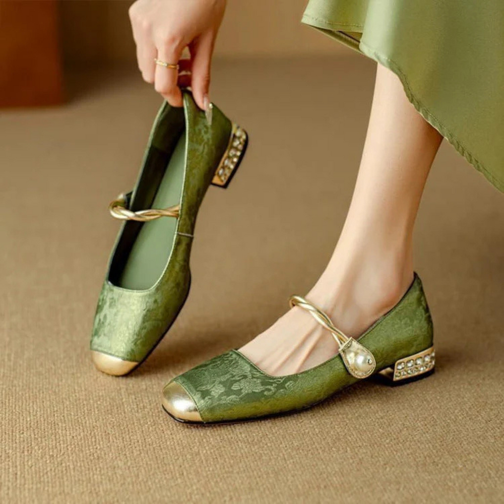 Elva Pumps mit Perlen-Detail | Grün